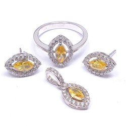 Redgem Silver 925 Jewellery Set Zircon Yellow