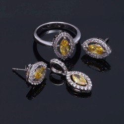 Redgem Silver 925 Jewellery Set Zircon Yellow