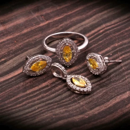 redgem silver 925 jewellery set zircon yellow jacb1 women's fashion redgem silver 925 jewellery set zircon yellow redgem 1190