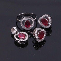 Redgem Silver Jewellery Set Natural Ruby Pink