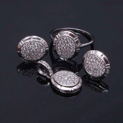 Redgem Silver Jewellery Set Cubic Zirconia