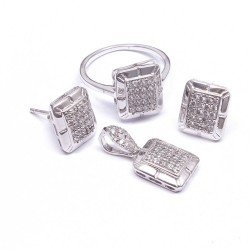 Redgem Silver 925 Jewellery Set Cubic Zirconia Colorless