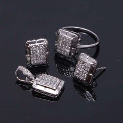 Redgem Silver 925 Jewellery Set Cubic Zirconia Colorless