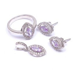 Redgem Silver 925 Jewellery Set Zircon Purple