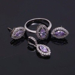 Redgem Silver 925 Jewellery Set Zircon Purple