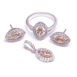 Redgem Silver 925 Jewellery Set Zircon Orange