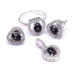 Redgem Silver 925 Jewellery Set Natural Blackstar