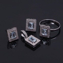 Redgem Silver 925 Jewellery Set Natural Sky Blue Topaz
