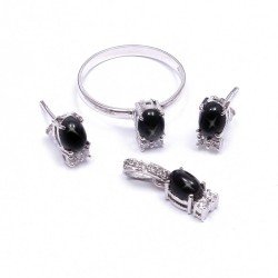 Redgem Silver Jewellery Set Natural Blackstar