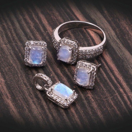 redgem silver 925 jewellery set natural rainbow moonstone jacb25 women's fashion redgem silver 925 jewellery set natural rainbow moonstone redgem 1211