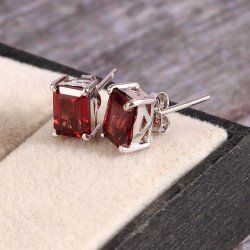 Silver 925 Jewellery Set Natural Garnet Red