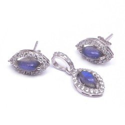 Redgem Silver 925 Jewellery Set Natural Labradorite
