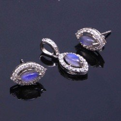 Redgem Silver 925 Jewellery Set Natural Labradorite