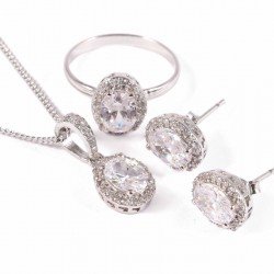Redgem Silver 925 Jewellery Set Zircon Colorless