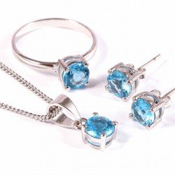 Redgem Silver 925 Jewellery Set Natural Topaz Sky Blue