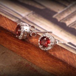 Redgem Silver 925 Jewellery Set Natural Garnet