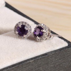 Redgem 925 Sterling Silver Jewelry Set – Natural Amethyst Purple Gemstone