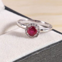 Redgem Silver 925 Jewelery Set Natural Ruby Pink