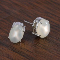 Redgem Silver 925 Jewellery Set Natural Moonstone White
