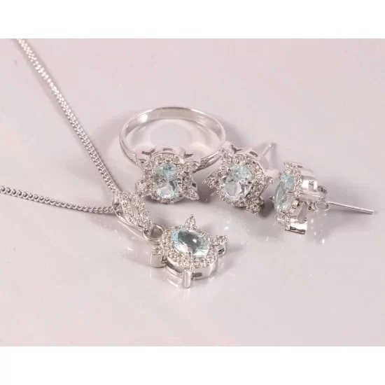 redgem silver 925 jewellery set natural aquamarine sky blue jacb47 women's fashion redgem silver 925 jewellery set natural aquamarine sky blue redgem 1232