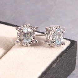 Redgem Silver 925 Jewellery Set Natural Aquamarine Sky Blue 