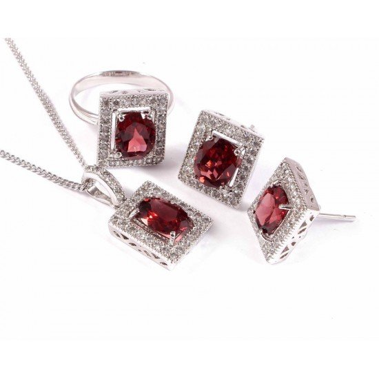 silver 925 jewelery set natural garnet red jacb50 women's fashion silver 925 jewelery set natural garnet red redgem 1234