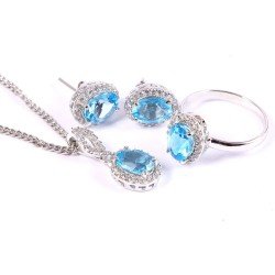 Redgem Silver Jewellery Set Natural Topaz Sky Blue
