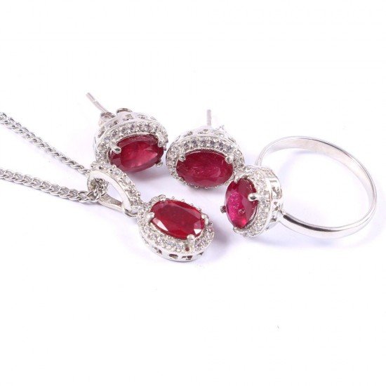 redgem silver 925 jewellery set natural ruby pink jacb59 women's fashion redgem silver 925 jewellery set natural ruby pink redgem 1242