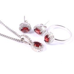Redgem Silver Jewellery Set Garnet Red