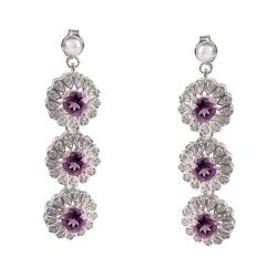 Redgem 925 Silver Dangle Earrings Natural Amethyst