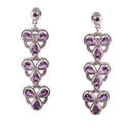 Redgem 925 Silver Earrings Natural Amethyst Purple