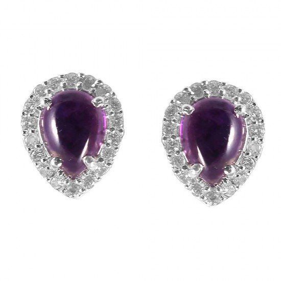 redgem silver stud earrings natural amethyst purple jewelery jaer106 women's fashion redgem silver stud earrings natural amethyst purple jewelery redgem 472