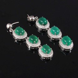 Redgem Silver Dangle Earrings Natural Onyx Green jewelery