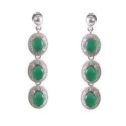 Redgem Silver Dangle Earrings Natural Onyx Green jewelery