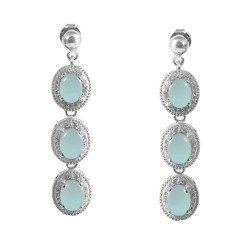 Redgem Silver Dangle Earrings Natural Chalcedony Blue