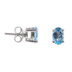 Redgem Natural Sky Blue Topaz 925 Silver Stud Earrings