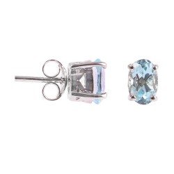 Redgem Silver Stud Earrings Precious Gems Natural Sky Blue Topaz