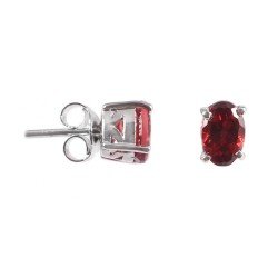 Redgem Silver Stud Earrings Precious Gem Natural Garnet Red