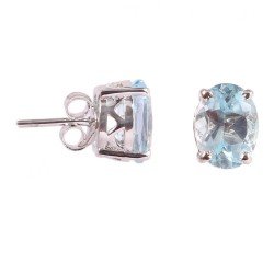 Redgem Silver Stud Earrings Natural Sky Blue Topaz