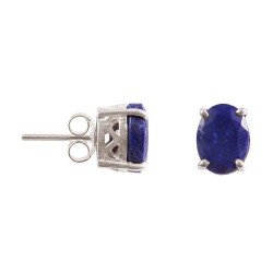 Redgem Natural Lapis Lazuli Blue 925 Silver Stud Earrings