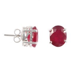 Redgem Silver Natural Ruby Red Stud Earrings