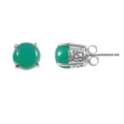 Redgem Natural Onyx Green 925 Silver jewelery Stud Earrings