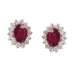 Redgem 925 Sterling Silver Stud Earrings for Women – Natural Ruby Red Precious Gemstone