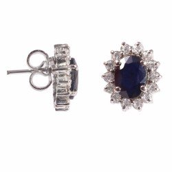 Redgem Silver Stud Earrings Natural Blue Sapphire