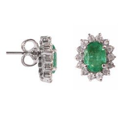 Redgem Natural Emerald Green 925 Silver Stud Earrings