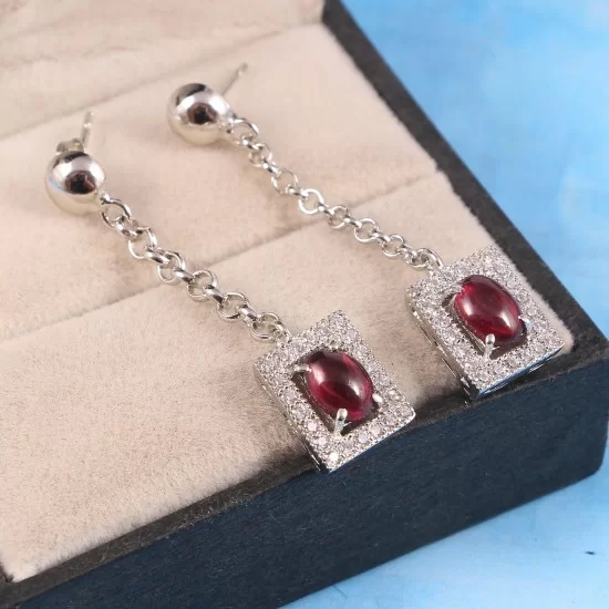 redgem natural garnet red precious gem 925 silver dangle earrings jaer144 women's fashion redgem natural garnet red precious gem 925 silver dangle earrings redgem 509