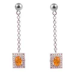 Redgem Silver Dangle Earrings Natural Amber Yellow