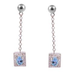 Redgem Silver Dangle Earrings Natural Sky Blue Topaz Sky Blue