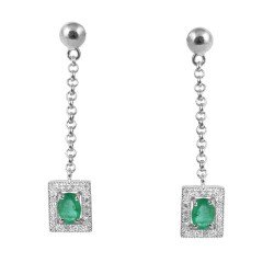 Redgem Silver Dangle Earrings Natural Emerald Green