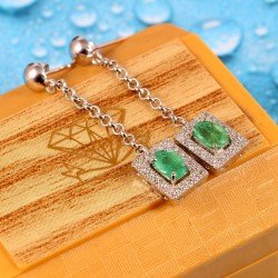 Redgem Silver Dangle Earrings Natural Emerald Green